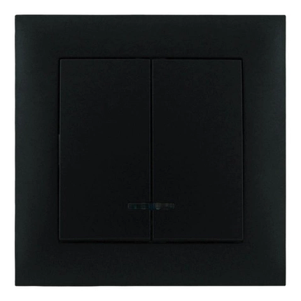 Вимикач Marshel Ideal 2-клавішний з підсвіткою чорний VS10-301-B, фото 1