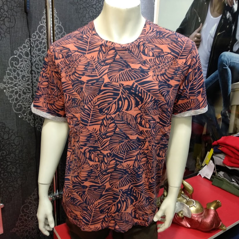 Футболка чоловіча тонка листя пальми бордова, фото 1