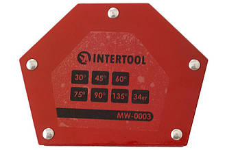 Магнітний тримач для зварювання Intertool MW-0003, 34 кг, кути 30°-135°, розміри 145×110×25 мм