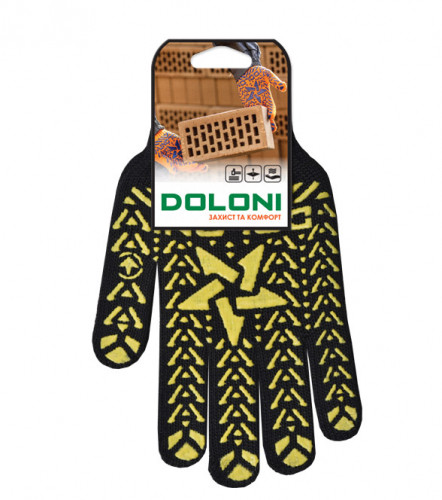 562 Рукавички DOLONI "Зірка" трикотажні робочі чорні з пвх Долоні 7 клас 10 розмір, фото 1