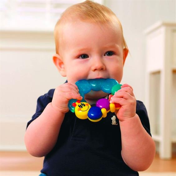 Силіконова брязкальце прорізувач Гусениця Hola 306-D Всередині вода для охолодження, фото 1