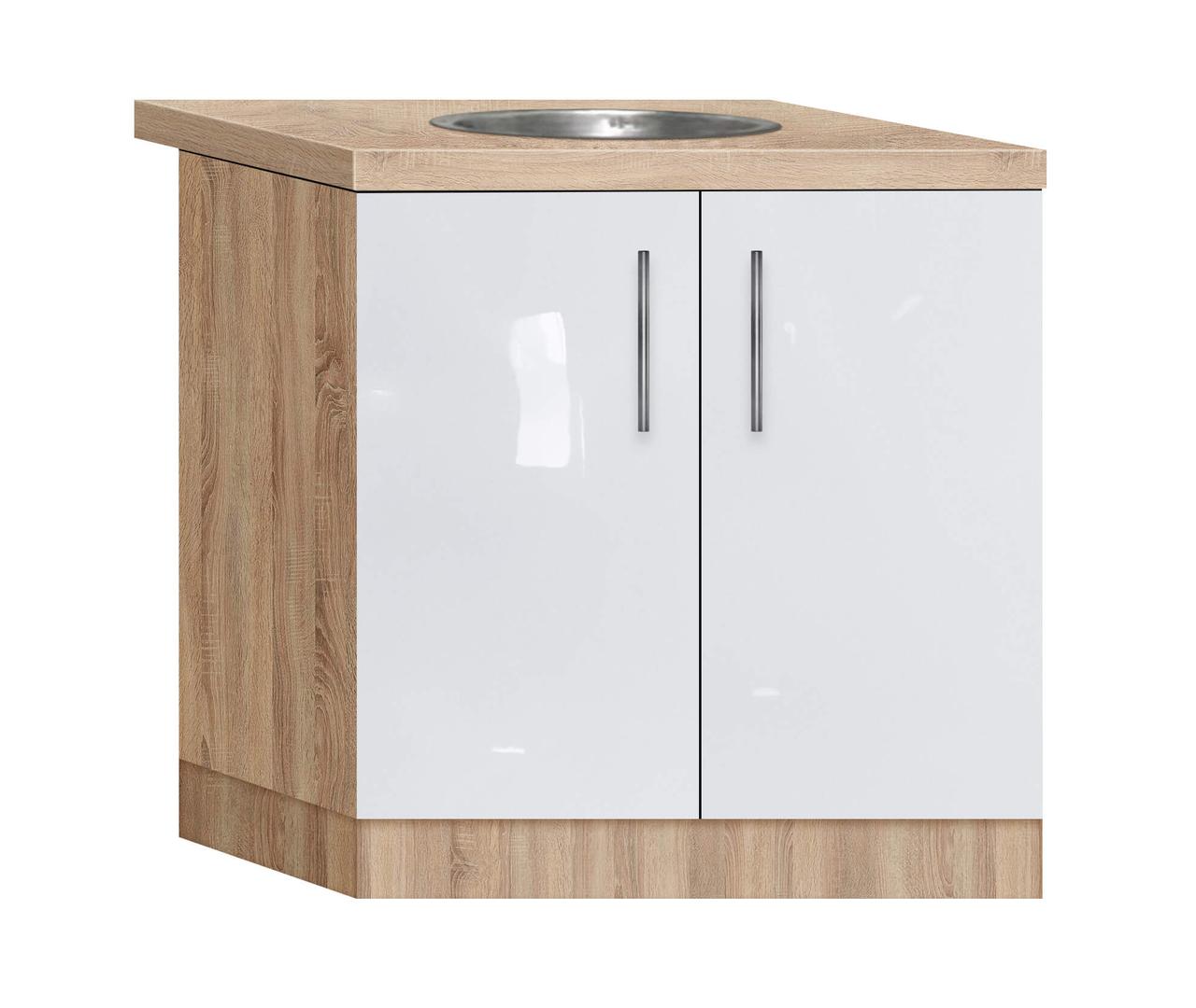 Тумба-мийка (двохдверна) з врізною мийкою зі стільницею 1-ї категорії (складська програма) ЛЮКС з фарбованими, фото 1