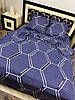 Постільна білизна бавовна бязь голд gold lux комплект соти на синьому, фото 6