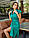 Плаття літнє із льона під пояс, арт. 357, зелене, фото 3