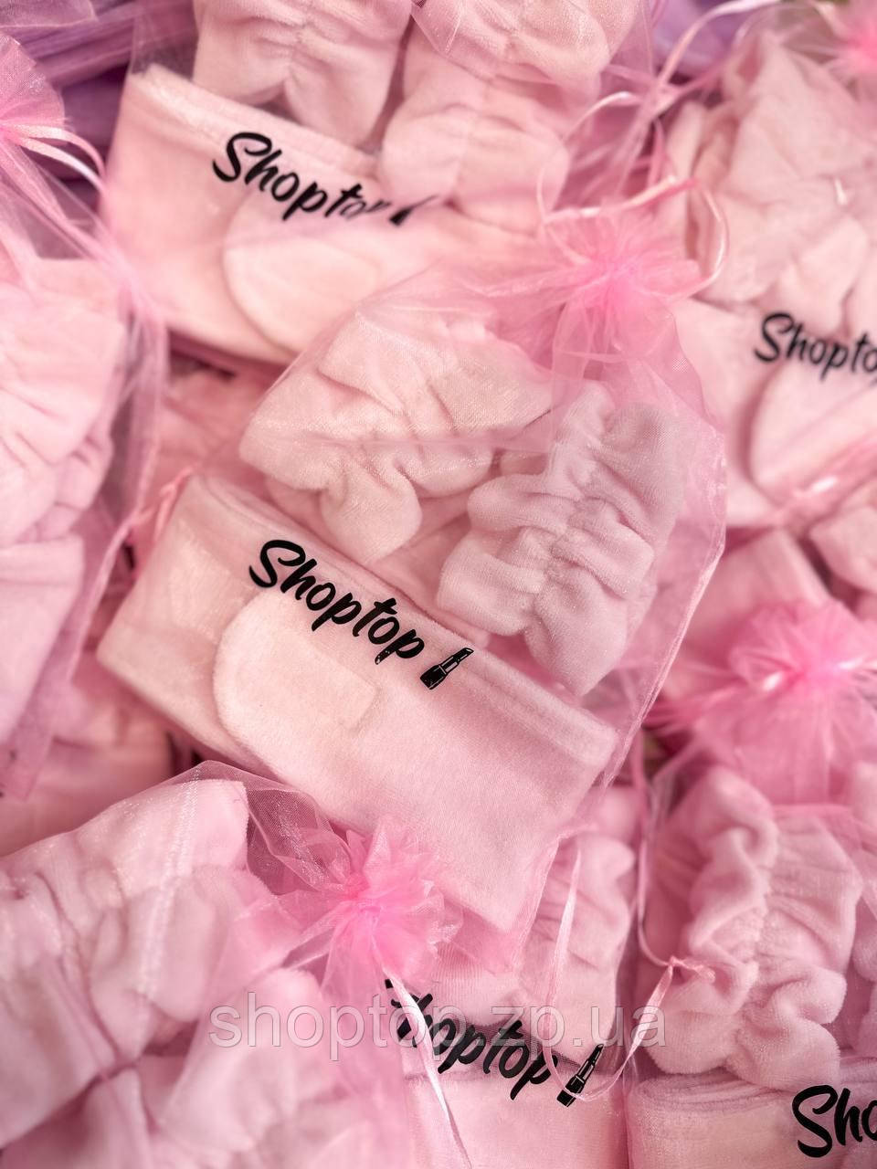 Набір для вмивання напульсники та пов'яза пудровий, фото 1