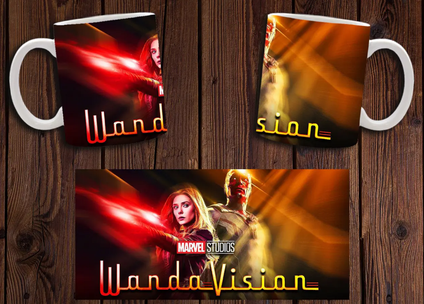 Чашка біла керамічна з принтом Wanda — Vision (Ванда — Віжин) ABC