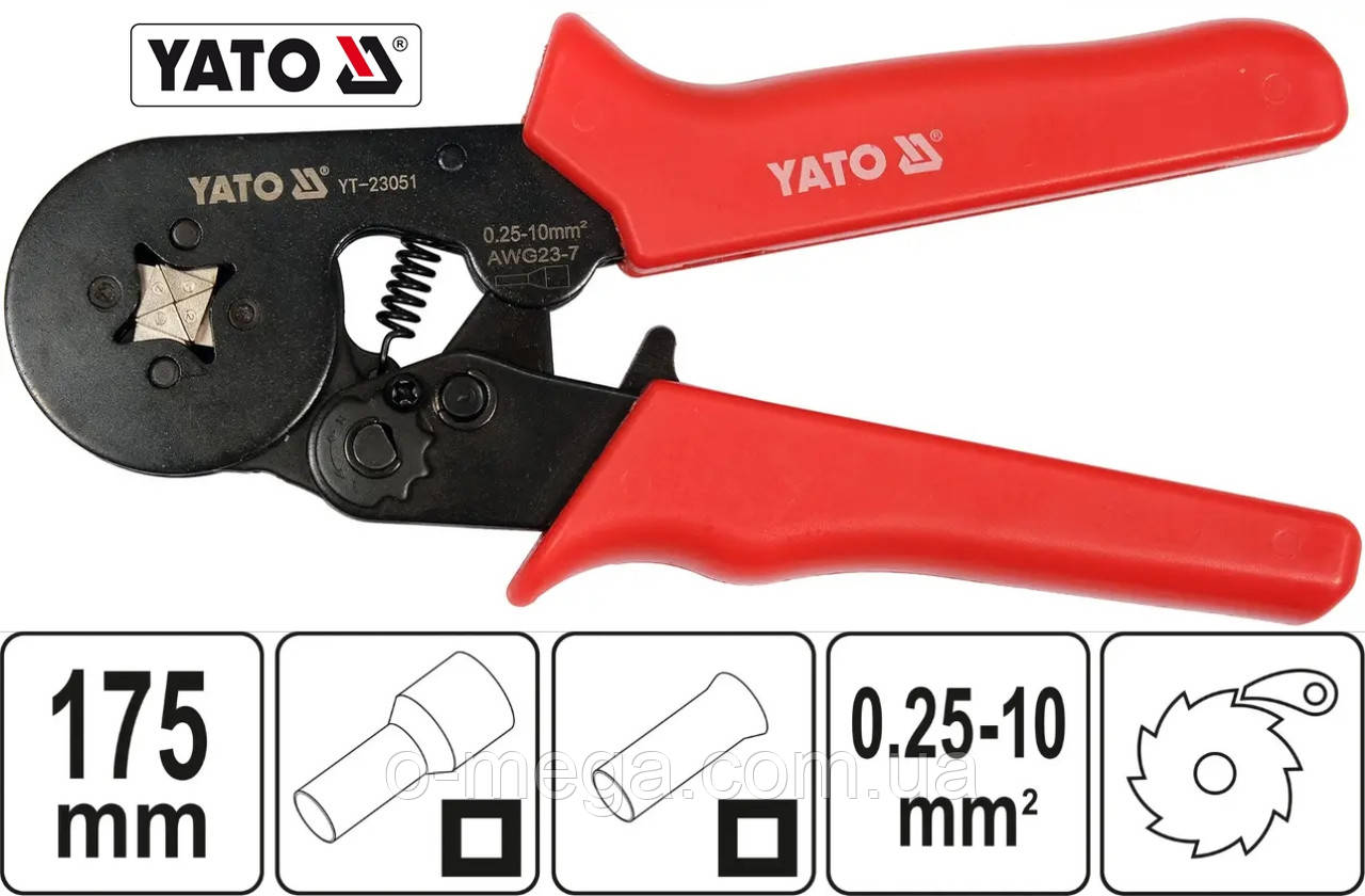 Кліщі Yato YT-23051 для опресування втулкових (трубчастих, гільзових) наконечників 0.25-10 мм²