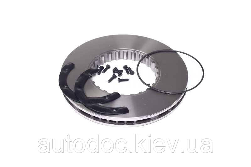 Диск гальмівний STANDARD (вентильований) RENAULT DXI, VOLVO (з монтажним к-том) (RIDER), арт.ST 09-VO097, фото 1