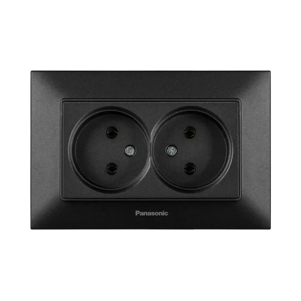Розетка Panasonic Arkedia Slim чорна подвійна WNTC02042BL, фото 1