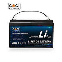 Аккумулятор Codi Energy LiFePO4 12В 120Ач (1536 Втч) литий железо фосфатная аккумуляторная  батарея