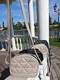 АКЦІЯ! БЕЖ ТАУП — стильна якісна невелика стьобана крос-боді сумочка на блискавці (Луцьк, 742), фото 7