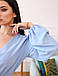 Нарядний жіночий літній комбінезон з креп-жатки, блакитний, фото 4