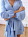 Нарядний жіночий літній комбінезон з креп-жатки, блакитний, фото 5