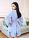 Нарядний жіночий літній комбінезон з креп-жатки, блакитний, фото 6