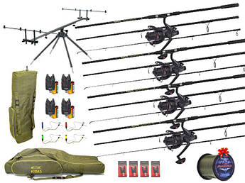 Готовий комплект для лову коропа на 4 вудилища