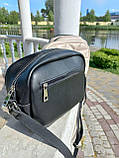 ЧОРНА — стильна якісна невелика стьобана крос-боді сумочка на блискавці (Луцьк, 742), фото 4