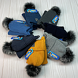 М 91000 Комплект для хлопчика шапка із зав'язками "ПЕСИК" і баф, 2-6 років, різні кольори, фото 9