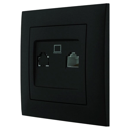 Розетка комп'ютерна (RJ-45) Marshel Ideal чорна RC-485-B, фото 2