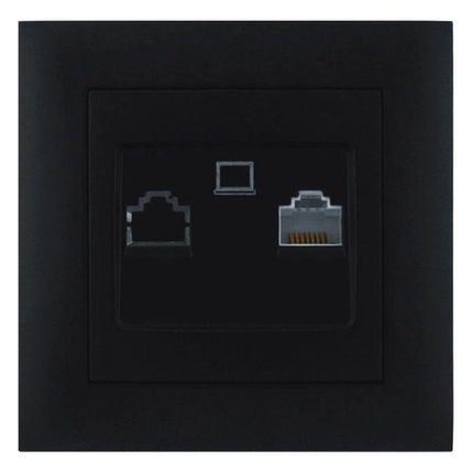 Розетка комп'ютерна (RJ-45) Marshel Ideal чорна RC-485-B, фото 1