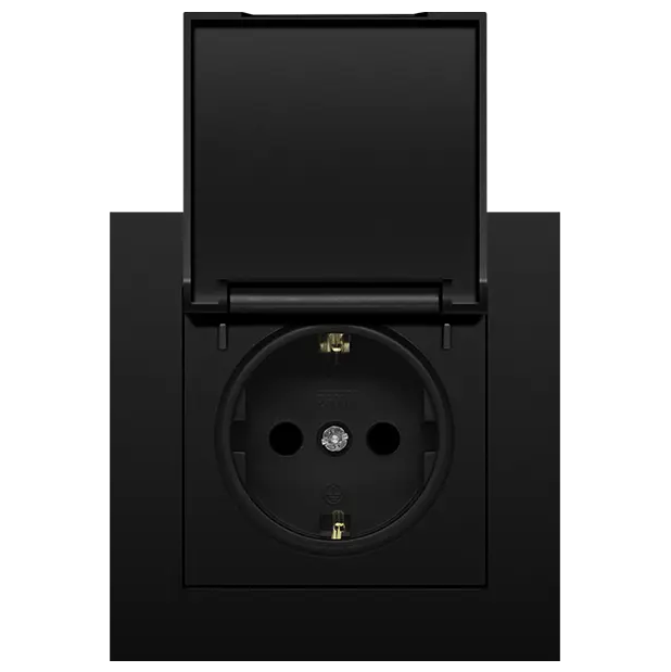 Розетка Marshel Ideal 1-яка із заземленням і кришкою чорна RS16-473-B