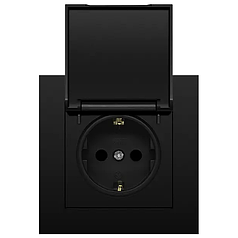 Розетка Marshel Ideal 1-яка із заземленням і кришкою чорна RS16-473-B