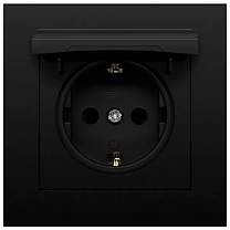 Розетка Marshel Ideal 1-яка із заземленням і кришкою чорна RS16-473-B, фото 5