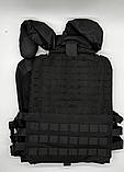 Плитоноска жилет тактичний MOLLE швидке скидання чорна, фото 4