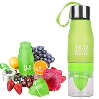 Пляшка для напоїв із соковижималкою H2O Drink More Water 650мл Зелена пляшка для води з лимоном