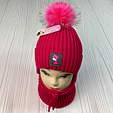 М 91001. Комплект зимовий для дівчинки шапка із зав'язками й баф, різні кольори (2-6 років), фото 4
