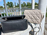 ЧОРНА —  якісна стьобана молодіжна крос-боді сумочка на блискавці під клапаном (Луцьк, 745), фото 2