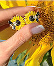 Комплект прикрас у формі квітки з емаллю Соняшник, фото 5