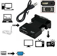 Переходник HDMI – VGA для передачи видео и аудио сигнала / Черный