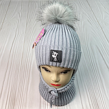 М 91001. Комплект зимовий для дівчинки шапка  з завязками і баф , різні кольори (2-6 років), фото 3