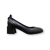 Женские кожаные туфли лодочки черные повседневные для офиса на каблуке S983-02-Y164A-9 Lady Marcia 2846
