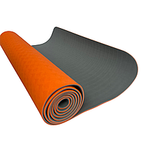 Килимок для йоги та фітнесу TPE 183 х 61 см товщина 4мм (йога мат) WCG M7, фото 4