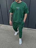Мужской летний костюм патриотический Футболка + Штаны оверсайз зеленый Спортивный костюм на лето (G)