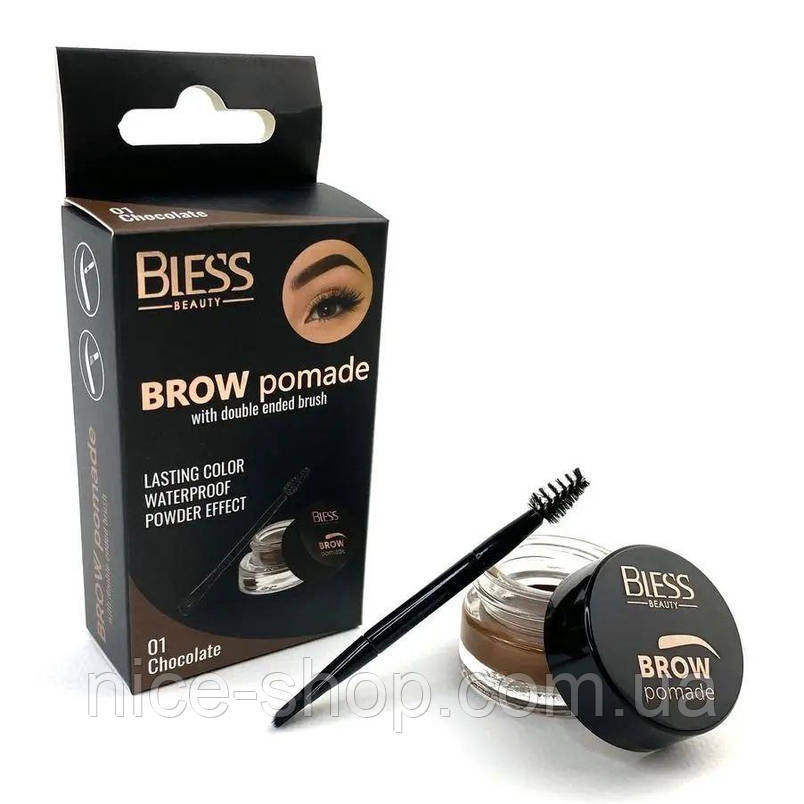 Помадка для брів Bless Brow Pomade № 01, з пензлем, фото 1