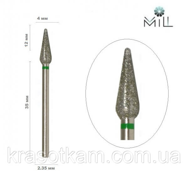 Насадка алмазна Крапля велика 4 мм зелена Mill, фото 1