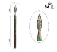 Насадка алмазна полум'я 2.5 мм зелена Mill