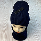 М 91002 Комплект чоловічий-підлітковий шапка будиночок і снуд, 2-60 років, різні кольори, фото 5