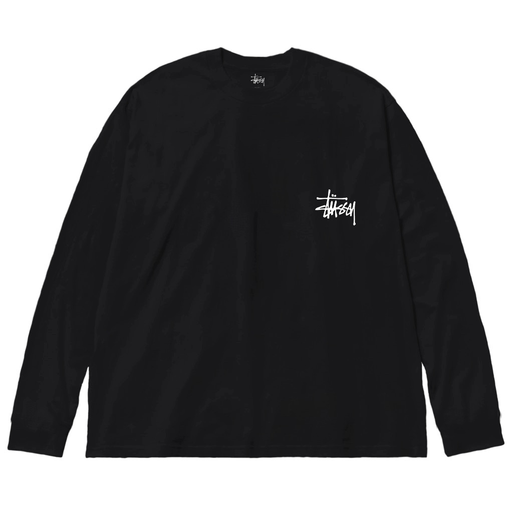 Чорний лонгслів Stussy унісекс Стуссі Стассі