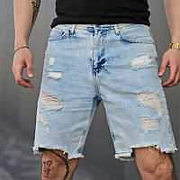 Молодіжні джинсові шорти для хлопців/ Чоловічі модні рвані джинси/ Стильні чоловічі джинсові шорти/