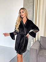 На запах халат із мереживом. Одяг для дому. Гарний халат. Розмір універсал., фото 6