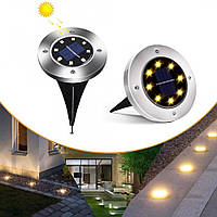 Газонный фонарь на солнечной батарее MAXI DISC LIGHT, с штыком для газона / Газонный фонарь