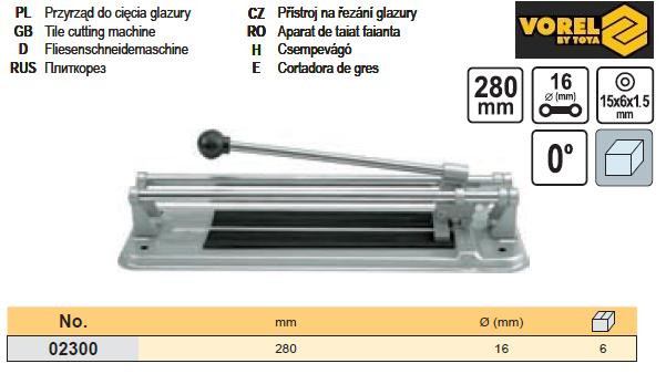 Плиткорез плиткоріз l=280мм Ø-16мм VOREL-02300