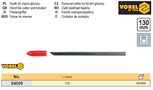 Різець різець плитки ручка l=130 мм VOREL-04050