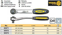 Трещетка тріщатка вигнута 1/4" 72 зуби l=150мм CrV VOREL-53571