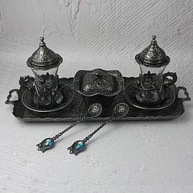 Турецький набір для подачі кави #146 Армуди Acar Темне Срібло