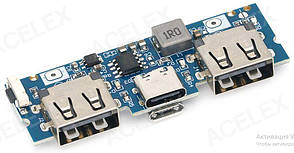 Модуль павербанка 2 USB 5В 1А 2.4 А для 18650 акумуляторів