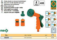 Набір пістолет поливальний зрощувач 6 реж з'єднання єднання 3/4"-1/2" 4 шт FLO-89206